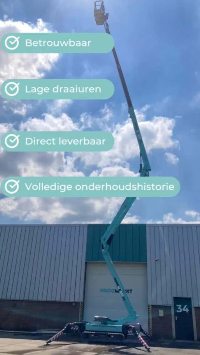 Ben je op zoek naar een betrouwbare, jong gebruikte 𝗛𝗜𝗡𝗢𝗪𝗔 𝘀𝗽𝗶𝗻𝗵𝗼𝗼𝗴𝘄𝗲𝗿𝗸𝗲𝗿? Deze unieke kans biedt je topkwaliteit en zekerheid.

Als eerste eigenaar kennen we deze spinhoogwerkers door en door. Zorgvuldig onderhouden en jaarlijks gekeurd, waardoor je met een gerust hart aan de slag kunt. Dankzij de lithium-ion accu werk je efficiënter, langer én duurzamer.🔋

De compacte afmetingen en afneembare werkbak maken het eenvoudig om op lastige plekken te komen en soepel te werken in elke omgeving. 

𝗞𝗼𝗽𝗲𝗻 𝗼𝗳 𝗹𝗲𝗮𝘀𝗲𝗻? Neem contact op met Marcel van Stokhem voor persoonlijk advies en bespreek de mogelijkheden. 💬

📞 +31 6 43148245
📧 marcel.vanstokhem@hoogwerkt.nl