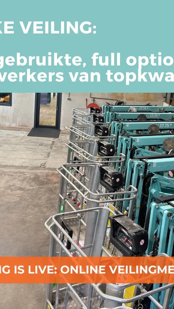 De online veiling is NU geopend! 

Dit is dé kans om jong gebruikte full-option hoogwerkers te kopen uit de vloot van Hoogwerkt en andere bekende verhuurbedrijven. In samenwerking met Onlineveilingmeester.nl bieden we een gevarieerd en breed aanbod: 

→ 𝐇𝐢𝐧𝐨𝐰𝐚 Spinhoogwerkers 
→ 𝐉𝐂𝐁 𝐞𝐧 𝐉𝐋𝐆 Schaarhoogwerkers 
→ 𝐆𝐞𝐧𝐢𝐞, 𝐉𝐋𝐆 𝐞𝐧 𝐋𝐢𝐮𝐆𝐨𝐧𝐠 (knik) Telescoophoogwerkers 
→ 𝐇𝐨𝐞𝐟𝐥𝐨𝐧 Minihijskraan
→ 𝐕𝐢𝐜𝐚𝐫𝐢𝐨 Bouwkraan

Mis het niet:
🗓️ Kijkdag: 𝗩𝗿𝗶𝗷𝗱𝗮𝗴 𝟲 𝗱𝗲𝗰𝗲𝗺𝗯𝗲𝗿, 13:00 – 15:30 uur. 
 ⏰ Sluiting veiling: 𝗗𝗶𝗻𝘀𝗱𝗮𝗴 𝟭𝟬 𝗱𝗲𝗰𝗲𝗺𝗯𝗲𝗿 vanaf 19:30 uur.

Bekijk de veiling:
https://onlineveilingmeester.nl/nl/veilingen/7221